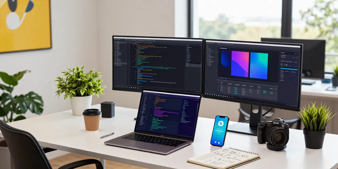 Telegram Download showcased in a modern workspace with coding and productivity elements.