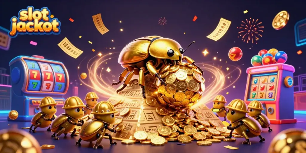 Engaging scene depicting a slot jackpot theme with golden coins and vibrant casino symbols.